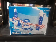 Inflatable Volleyball Net and Basketball Hoops Pool Floating Toys Swimming Wa...