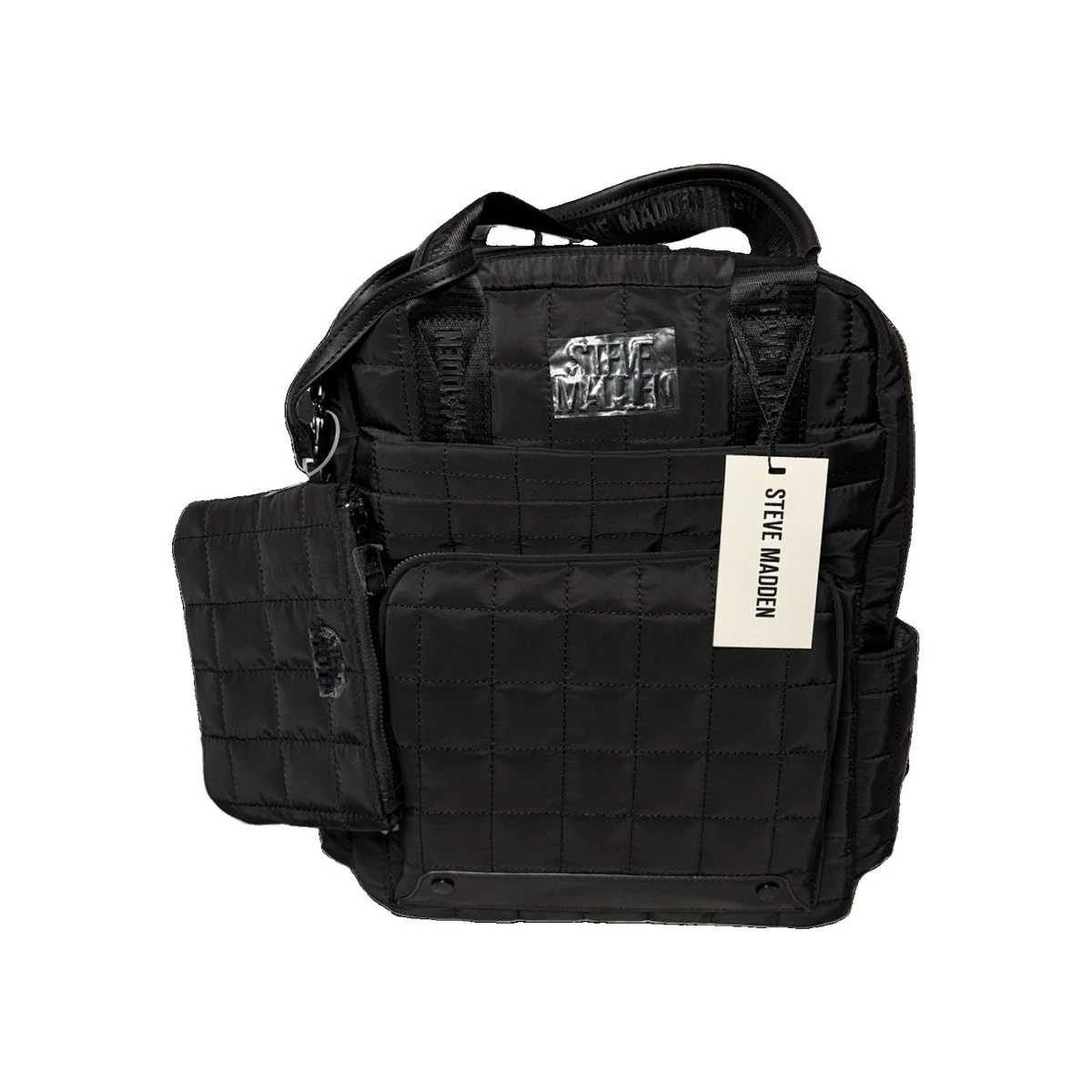 Steve Madden Nylon Quilted Backpack Travel Bag Steve Madden Taupe Quilted Nylon Backpack main image 4