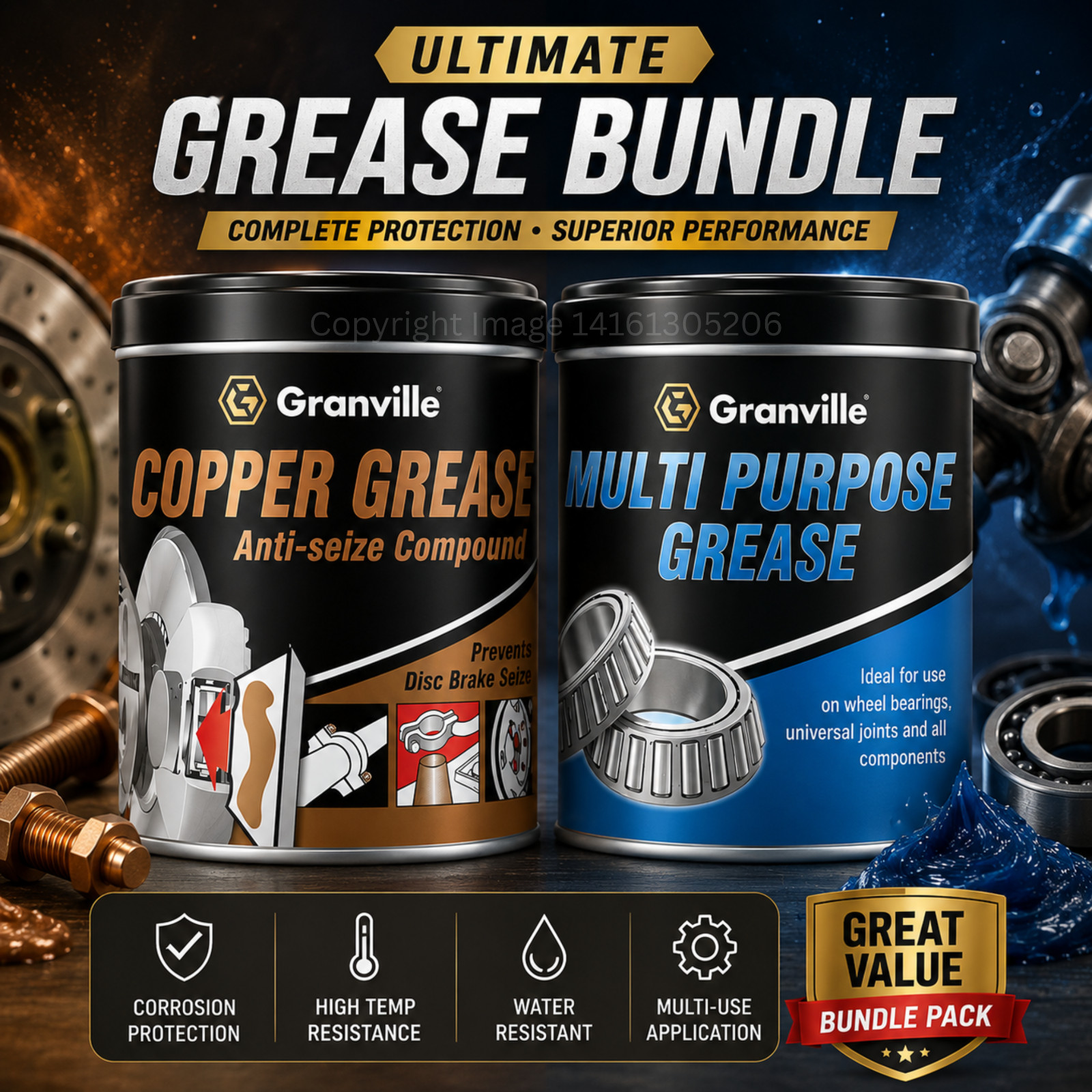 Granville Multi Purpose Grease  Joints Tub + Anti Seize Copper Grease 500g Tubs
