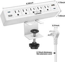 40W Total Fast Charging Desk Clamp Power Strip USB C,Desk Outlet with 4 USB P...