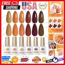 Fall Winter Gel Nail Polish Pumpkin Red Caramel Orange Brown Halloween Gel Na...