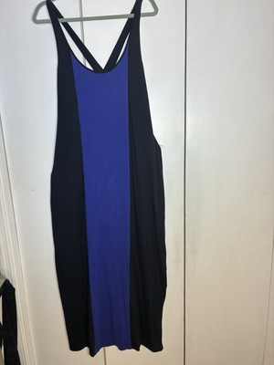 route 66 knit Blue/black Color Block maxi halter dress Cotton L Beach  Stretch | eBay