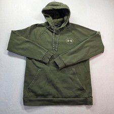Under Armour Mens UA Freedom ColdGear Hoodie Small Green USA Flag Graphic
