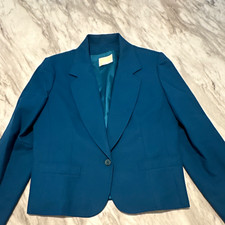 Pendleton Blue Womens 100% Virgin Wool Lined Button Twill Blazer Made in USA
