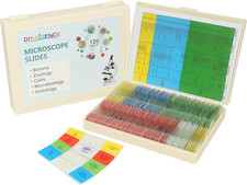 120 Microscope Slides with Specimens Set, Lab-Grade Prepared Microscope Slides