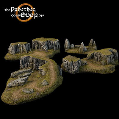 Hillside Terrain Scatter Set Vol.2   28mm Miniature Terrain Dungeons & Dragons