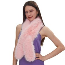 55 Inch Womens Faux Fur Scarf Neck Collar Warmer Stole Shawl Lady Evening Pink