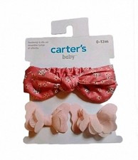NEW Carter's Baby, 1 Flower Headwraps, 2 Bow Clips, Girls Floral Headband, Bows