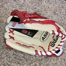 Wilson A500 11" Youth Baseball Glove Tan Red Cream NWT New LHT Left Quickfit