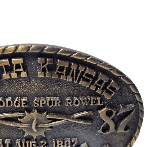 1987 Wichita KS Belt Buckle Barbed Wire Collectors Assoc Hodge Spur Rowel VTG - Picture 5 of 13