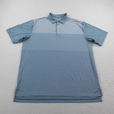 Peter Millar Polo Shirt Mens 2XL Blue Summer Comfort Striped Golf Performance