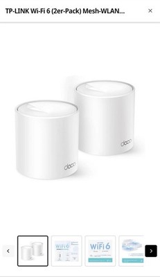 TP-Link Deco X1500 Mesh WLAN Set (2 Pack), Wi-Fi 6 AX1500 Dual Band Router