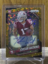 2025 Prizm Football No Huddle Jordan Watkins RC SSP Gold Disco Auto /10 49ers