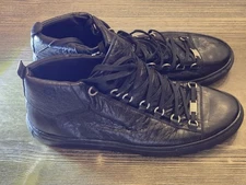Balenciaga Arena Black 13 46 Leather High Top Sneakers Shoes Designer