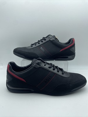 Hugo Boss Saturn Low Sneaker Schwarz Rot UK 10 EU 44 Neu ohne Karton