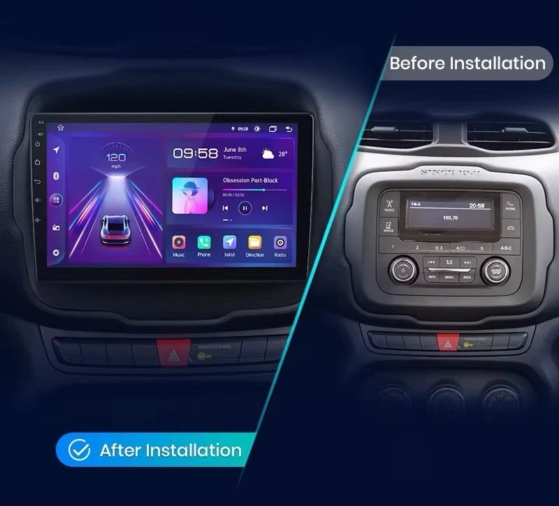 Autoradio 9” Android 15 Per Jeep Renegade 2015-2020 CarPlay Navi Octacore 2+64GB - Immagine 2 di 4