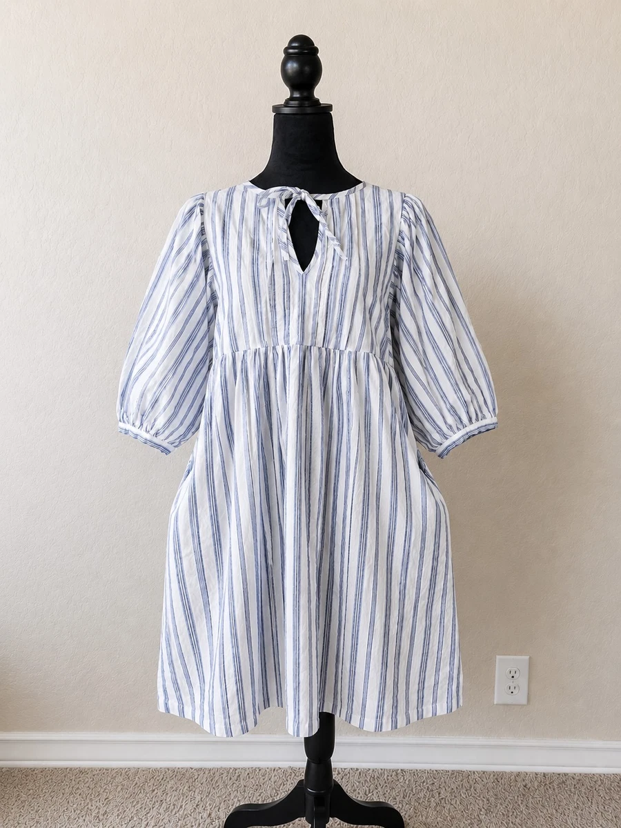 women extra fine cotton a-line striped 3 4 sleeve dress 3/4 Sleeve Short Sleeve Striped Dresses for Women for sale