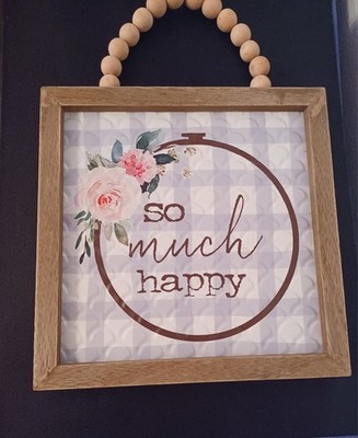 So Much Happy  Metal Wood With Bead Handle - 9 X 9 Boho Decor