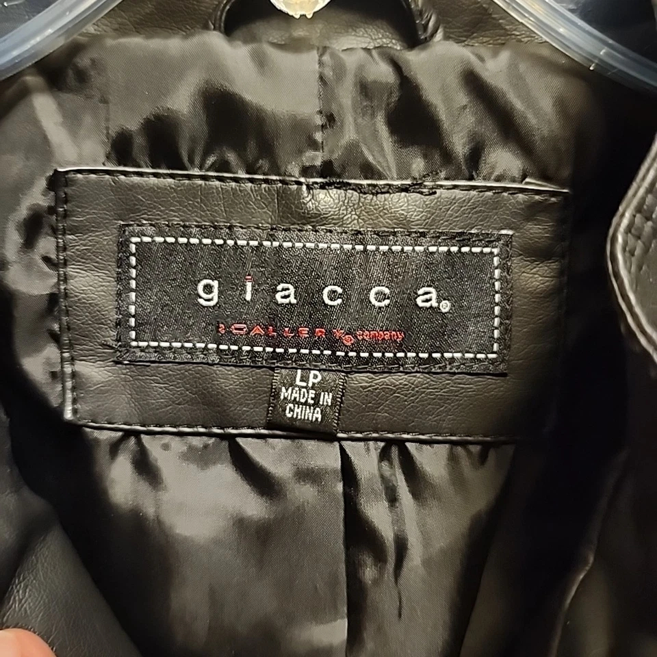 Chaqueta De Colección Giacca Gallery Mujer Lg Negra Imitación Cuero Acolchada Bolsillos Forrada Cremallera Foto 3 de 4