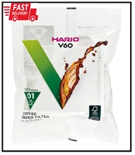 Hario V60 Paper Coffee Filters Single Use Pour Over Cone Filters Size 01 White,