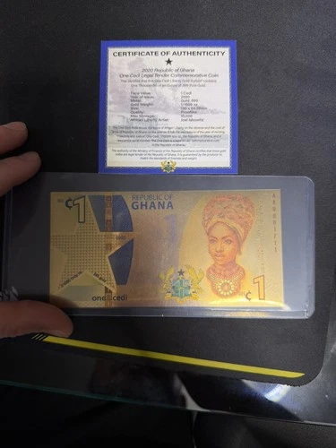 2020 Republic of Ghana 1/1000 oz Gold African Liberty Foil Note