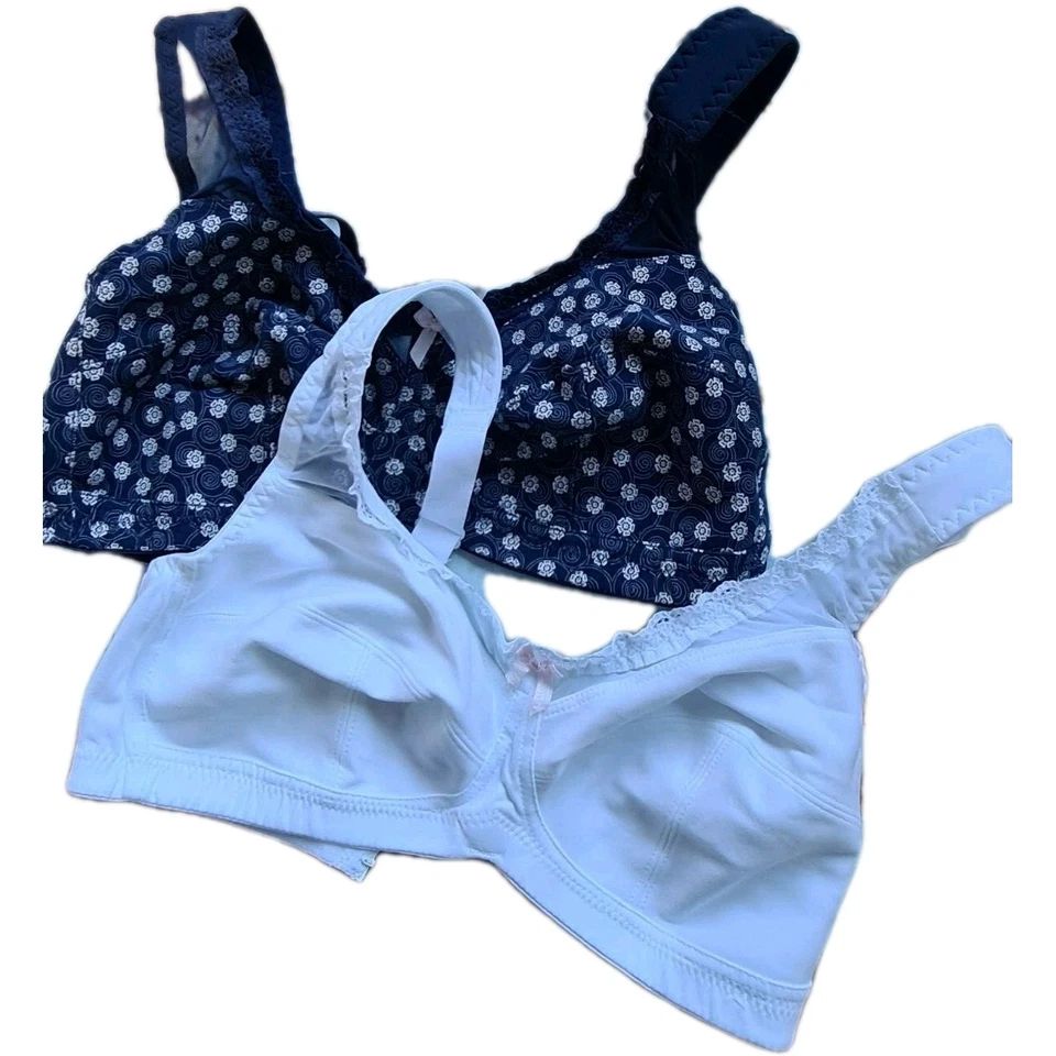 Nuance BH Damen 2 er Pack Blau geblümt und weiß (453) Übergröße NEU 