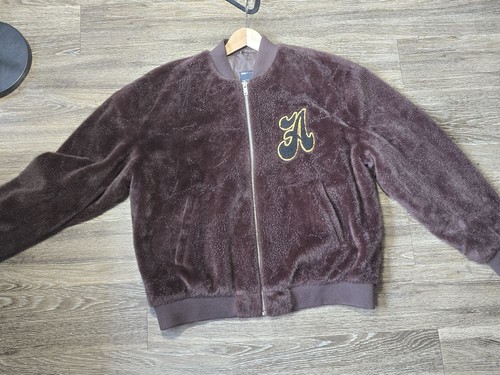 ASOS Design Unisex Brown Faux Shearling Teddy Bomber Jacket Letterman XL