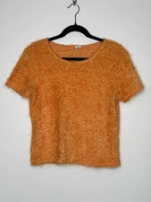 Vintage 90s Bonkers Womens Orange Top XL Autumn Halloween Retro Fuzzy Texture