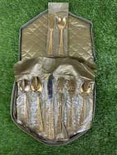 Vtg 49Pc CELLINI ROMANESQUE Gold Electroplate Flatware Japan NYM CO In Bags