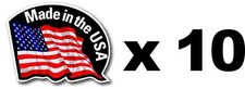 10 PIECE SMALL OUTDOOR DURABLE MADE IN THE USA FLAG DECAL STICKER 2"x1.5"