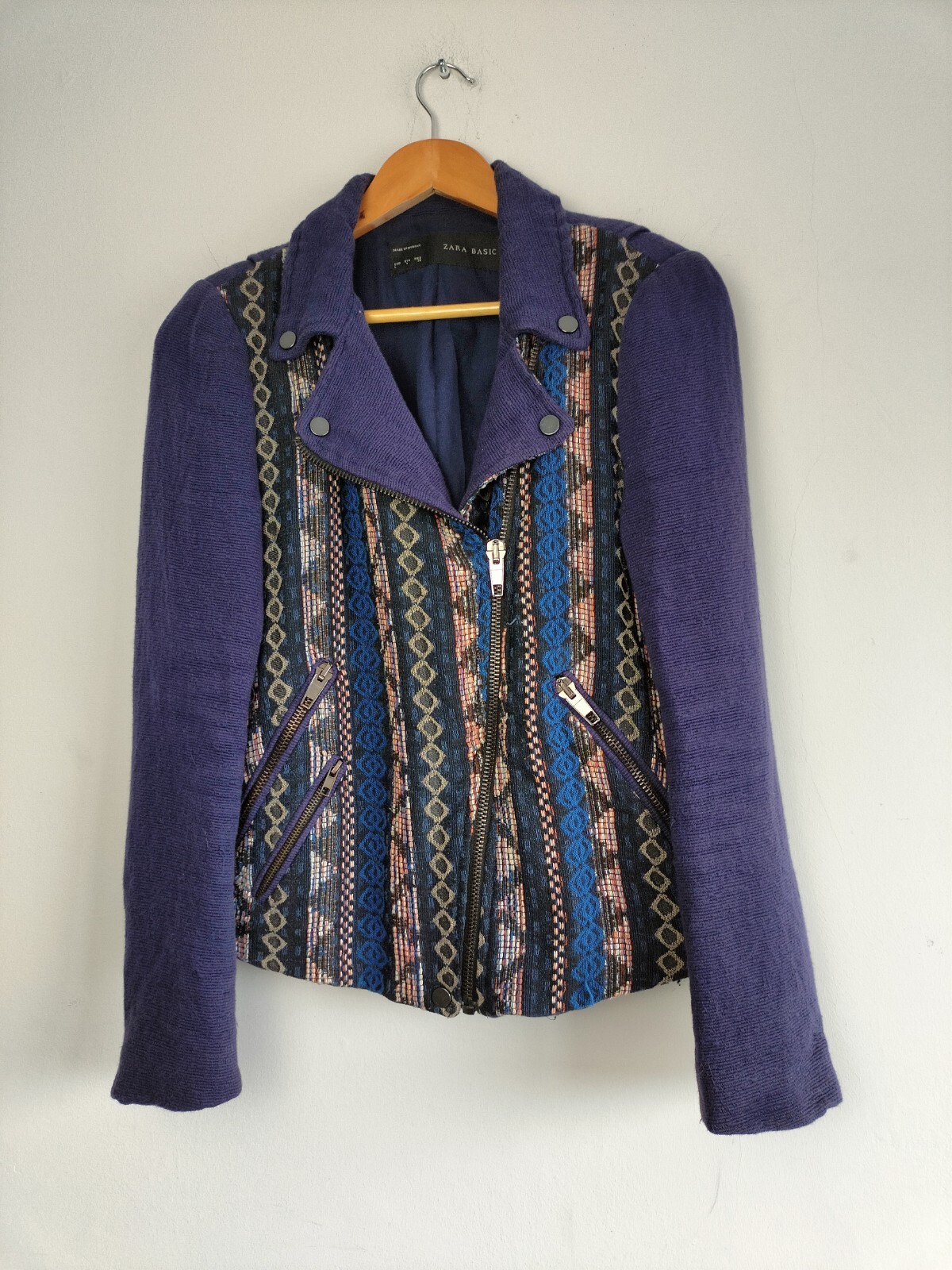 Zara Basic Purple Aztec Full Zip Collared Blazer … - image 1