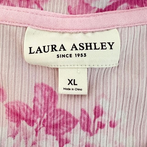 Laura Ashley Damen Nachthemd XL Rosa Blumen Stretch Strick Kurzarm Lounge - Bild 4 von 6