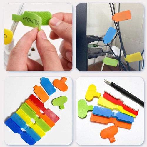 48x Cable Labels Tags Waterproof Cord Labels strong viscosity Reusable 8 colors - Afbeelding 9 van 12