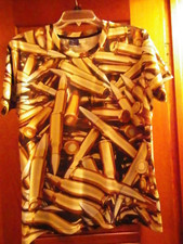 Bullets shiny retro Full Print M T shirt gently used Great feel Banged up