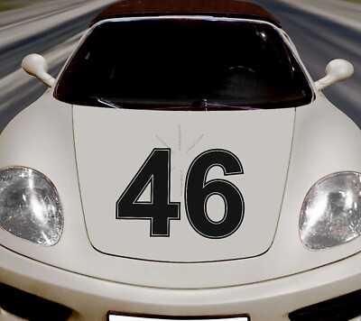 Car sticker start race rally number # no. black 46 D31 2 x stickers 20 cm