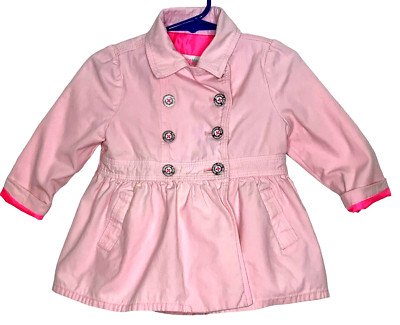 Genuine Kids Oshkosh Baby Girl Jacket Size 18 Months Logo Pockets Buttons Pink