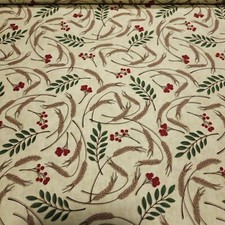 Give Thanks BTY Angela Anderson for VIP Wheat Berries Leaves Greenish Beige