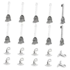 140pcs 2 Style Witch Hat and Broom Jewelry Pendant Tibetan Style Charms