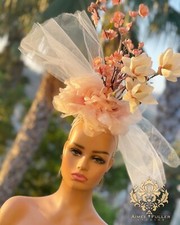 Aimee Fuller Kentucky Derby Hat Pink Rose Cherry Blossom Large Bridal Fascinator
