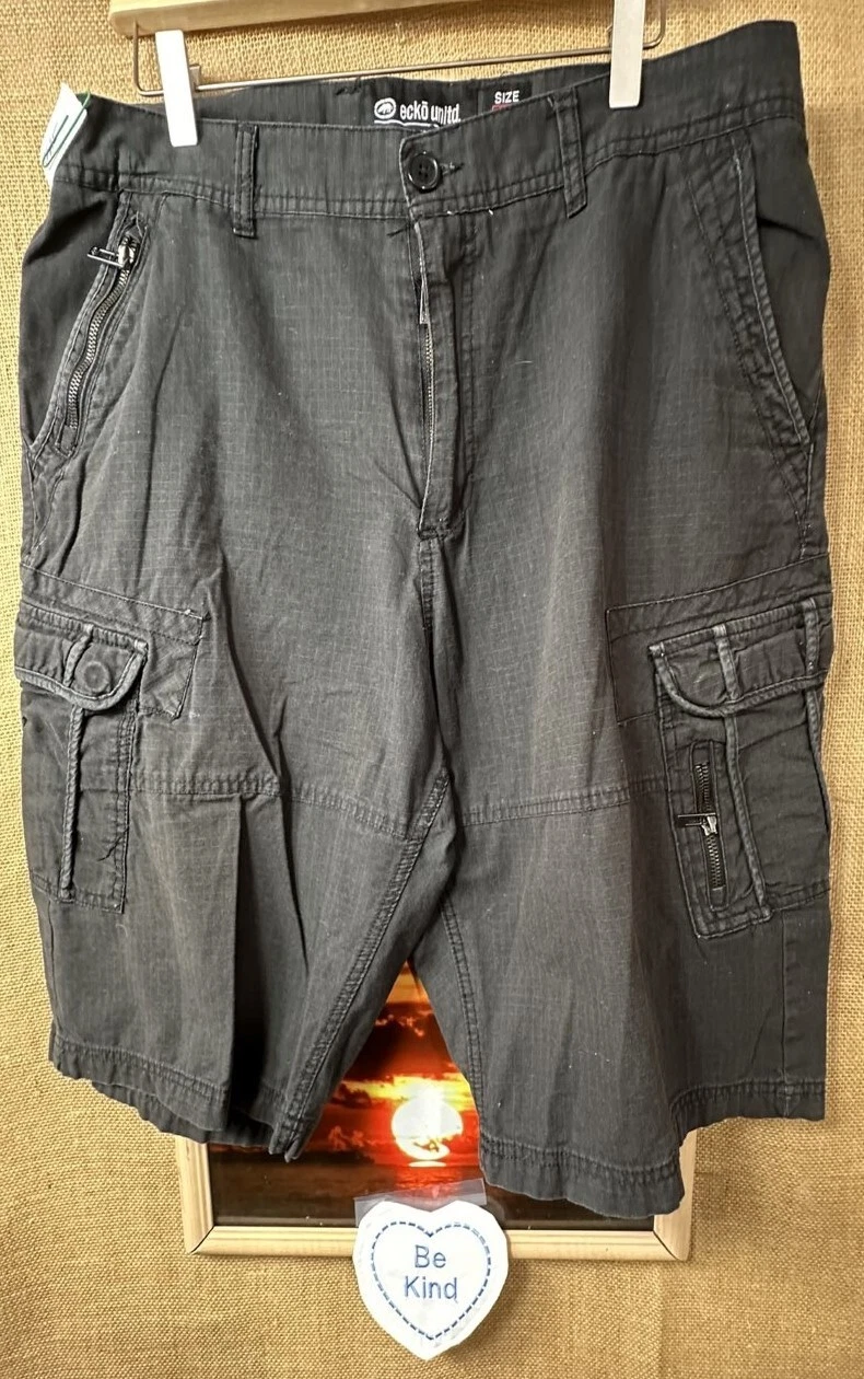 ecko unitd. men’s black cargo shorts 37W flat relaxed pockets zipper China