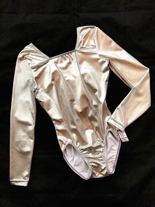 New GK ELITE Gymnastics LEOTARD Dance COMPETITION Metallic SILVER #094B