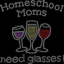 Rhinestone Bling Sparkle Iron On Transfer DIY Homeschool Moms Need Glasses