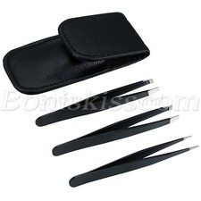 3pcs Pro Stainless Steel Slant Tip Tweezer Precision Eyebrow Hair Remover Tools