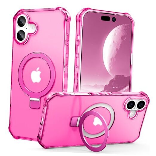 for Case with Magnetic Invisible Stand,Compatible with iPhone 16 All Hot Pink