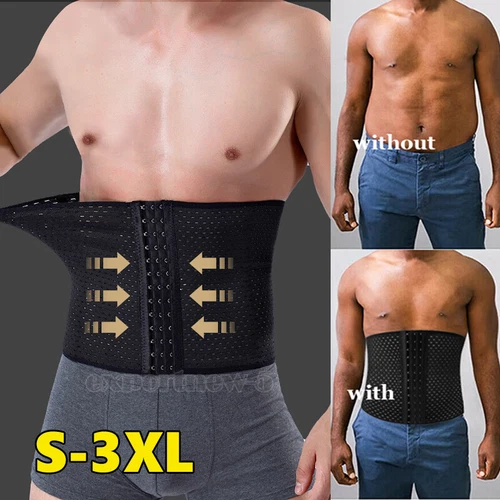 US Männer Fatburner Kontrolle Bauchdeckenstraffung Gürtel Body Shaper Gürtel Bauch Taillentrainer - Bild 1 von 19