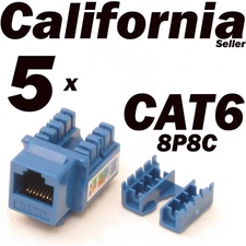 5 Pcs Lot CAT6 Blue Keystone 8P8C RJ45 Network 110 Style Socket Punch Down Jack