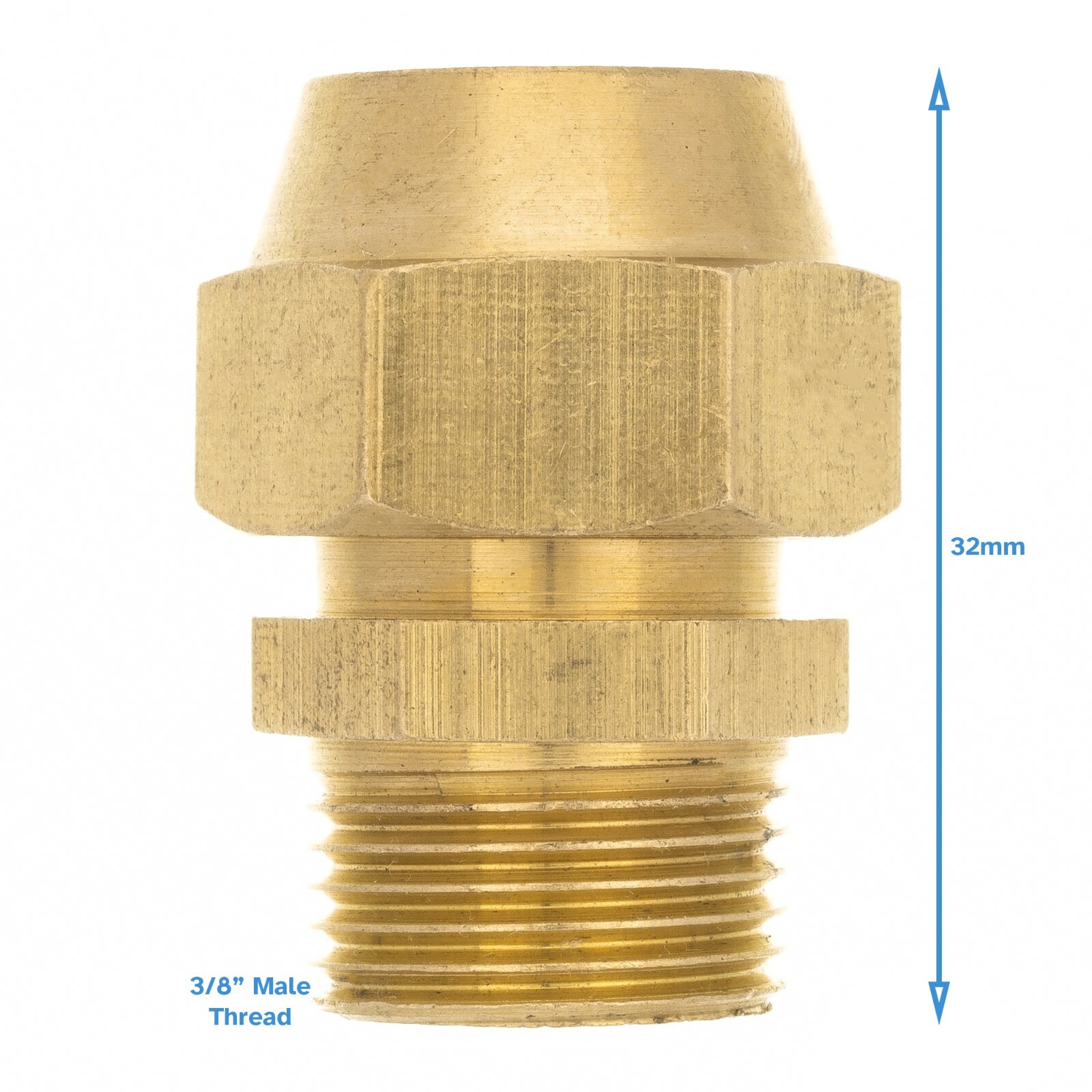 Brass Flared Fitting 3/8" BSP x 12mm Copper Pipe Tube Connector Clamp