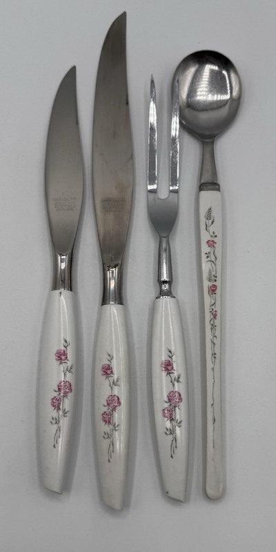 Mode Danish Stainless Roses 4 Pieces Serving Set Fork Spoon Knives Serving MCM
