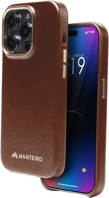MANTEIRO Leder Handyhülle - Kastanienbraun, iPhone 14 Pro | Premium Schutzhülle