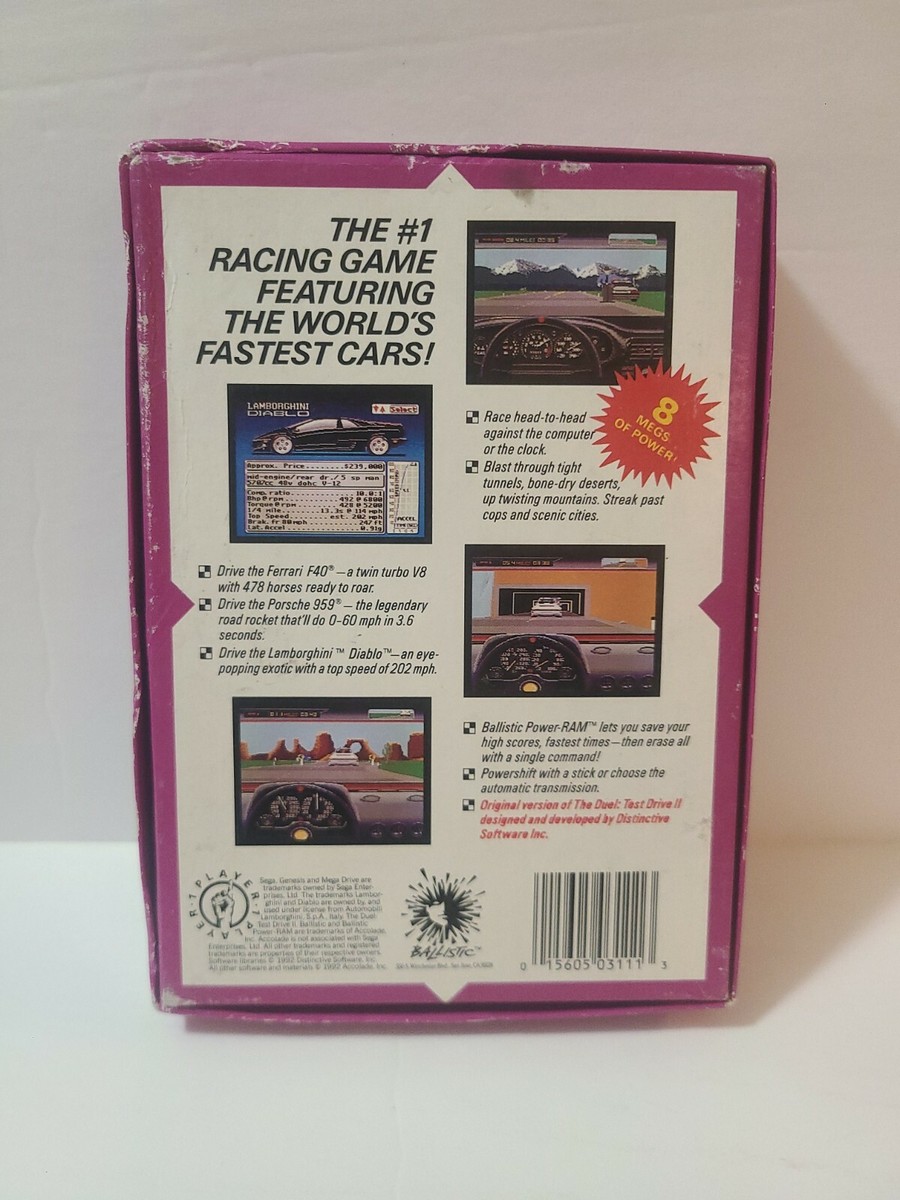 The Duel: Test Drive 2 II (Sega Genesis, 1992) Authentic Complete CIB Box Game 15605031113